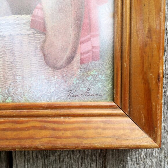 Ruane Manning 1987 Lithograph – Teddy Bear & Kitten, Donald Art Co, Framed Decor - Picture 4 of 6